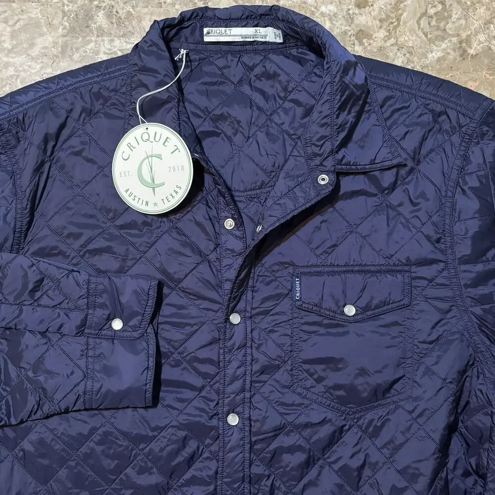 Criquet Quilted Shacket Mens XL Blue Pearl Snap Long Sleeve Golf Western NEW - Picture 1 of 10